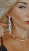 EARRINGS GOLD LONG ZIRCONIA WEDDING WEDDING
