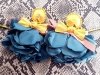 Golden earrings silk flowers