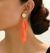 Golden earrings silk flowers
