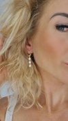 2928 Kolczyki złote cyrkonia pozłacane 18k Xuping wiszące perły