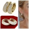 2884c Kolczyki złote pozłacane wiszące 14K cyrkonie Viki Lady 