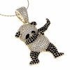 0251 Złota zawieszka cyrkonie błyszcząca pozłacana 14k Xuping miś panda