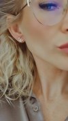 3677 Złote kolczyki pozłacane cyrkonie 18k Xuping wtykane w ucho- sztyft motylek