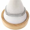 085 Bransoletka srebrna cyrkonie pozłacana białym złotem 19cm 6mm Xuping 