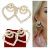 4645 Kolczyki złote pozłacane wiszące 14K cyrkonie Viki Lady serce