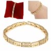 3113 Bransoletka złota elegancka 19cm cyrkonie pozłacana 14k Viki Lady