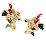 Golden earrings silk flowers