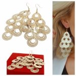 Golden earrings silk flowers