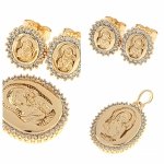 18k gold plated set pendant earrings xuping