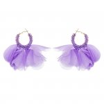 Golden earrings silk flowers