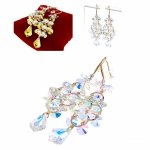 620c Kolczyki złote Austrian Crystal cyrkonia pozłacane 18k Xuping wiszące