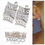 871 Srebrne kolczyki cyrkonie pozłacane białym złotem Xuping wiszące 