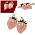 2123 Kolczyki złote stal chirurgiczna 316L wtyczki nierdzewna truskawka