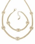 op163 Komplet złoty pozłacany 14k naszyjnik 40+5cm, bransoletka 17+3cm wzór grecki