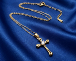 2869 Złoty łańcuszek 45+5cm naszyjnik stal chirurgiczna nierdzewna 316L krzyż