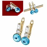 2496 Kolczyki złote Austrian Crystal pozłacane cyrkonie wiszące 14K Xuping Swaro