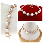 1734 Bransoletka Austrian Crystal cyrkonie złota 17+3 pozłacana 18k Xuping