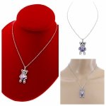 400c Srebrny naszyjnik 40+5cm pozłacany białym złotem Swaro Austrian Crystal miś