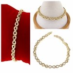 1710 Bransoletka złota elegancka cyrkonie 19,5cm pozłacana 14k Aisadi