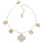 @1092 Bransoletka złota 18+3 stal chirurgiczna 316L celebrytka koniczynka