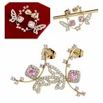 2339 Kolczyki złote pozłacane cyrkonie wiszące 14K Xuping 