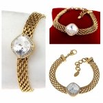 4773 Bransoletka złota 17+3 stal chirurgiczna kryształ cyrkonia