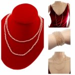 4256 Naszyjnik błyszczący bransoletka szklane kryształki na gumce jubilerskiej 100cm łańcuszek 