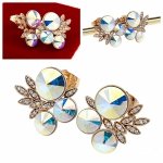 0286 Kolczyki złote Austrian Crystal cyrkonia pozłacane 18k Xuping wtyczki
