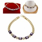 2498 Bransoletka elegancka złota cyrkonie 18,5cm pozłacana 14k Xuping 