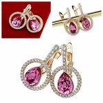 4856 Kolczyki złote Austrian Crystal cyrkonia pozłacane 18k Xuping wiszące 