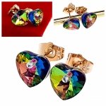 0237 Kolczyki złote Austrian Crystal cyrkonia pozłacane 18k Xuping wtyczki serce