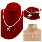 689 Złoty łańcuszek kryształ górski kamień naturalny 40+5 stal chirurgiczna nierdzewna naszyjnik rozgwiazda lato plaża wakacje