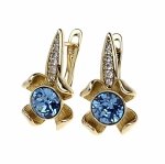 0930 Kolczyki złote pozłacane 14k wiszące Austrian Crystal