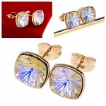 0171 Kolczyki złote Austrian Crystal cyrkonia pozłacane 18k Xuping wtyczki 
