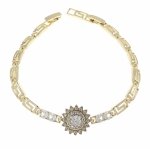 943 Bransoletka elegancka złota 17,5+2cm pozłacana 14k cyrkonie