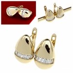 0592 Kolczyki złote pozłacane cyrkonie wiszące 14K Xuping 