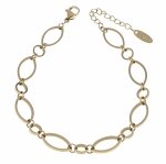 4854 Bransoletka złota 17+3cm stal chirurgiczna 316L serca