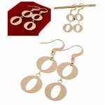 1075 Kolczyki złote stal chirurgiczna 316L wiszące celebrytki 