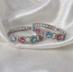 4316 Kolczyki srebrne pozłacane białym złotem wiszące koła 3,5cm Austrian Crystal