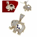 1255a Złota zawieszka cyrkonie błyszcząca pozłacana 14k Xuping słonik