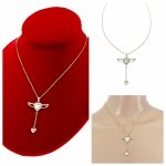 @4643 Złoty łańcuszek Austrian Crystal 40+5 naszyjnik pozłacany 14K Xuping serce skrzydła