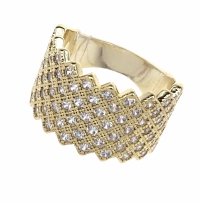 4315 Pierścionek złoty pozłacany 14k cyrkonie 