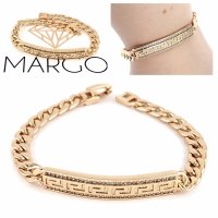1360 Bransoletka złota cyrkonie pozłacana 18k 19cm 6mm Xuping 