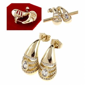 gold plated earrings with exclusive cubic zirconia