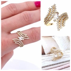 gold ring 17,00mm. gold-plated engagement xuping