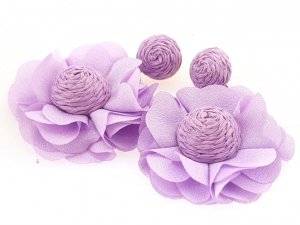 Golden earrings silk flowers