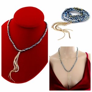 Necklace with sparkling glass crystals on a jewelry elastic chain