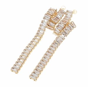 EARRINGS GOLD LONG ZIRCONIA WEDDING WEDDING
