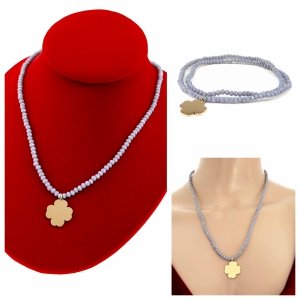 Necklace with sparkling glass crystals on a jewelry elastic chain