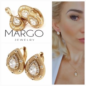 18k gold plated set pendant earrings xuping